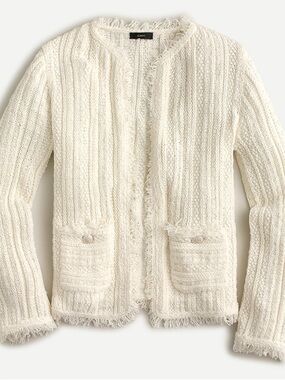 J. Crew Cream Fringe Knit Sweater-Cardigan NWT